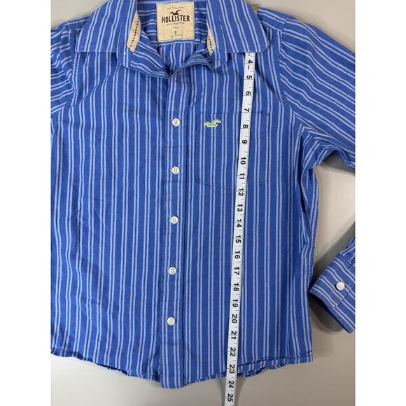 Hollister Men’s Surfer Cut Long Sleeve Striped Shirt S Button Front Y2K Beachy - Picture 5 of 10
